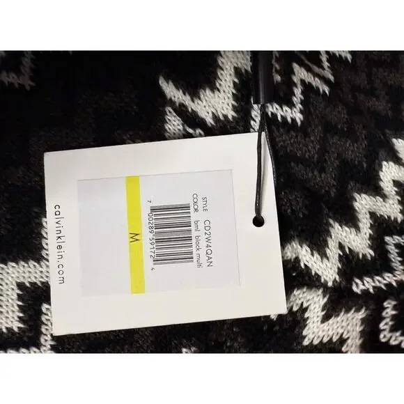 Calvin Klein Black White Chevron Knit Sweater Dress Size M NWT - Picture 4 of 7